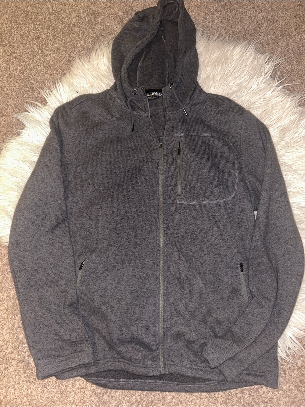 Canyon creek large Men's Dark Gray Heathered Full-Zip Hooded Fleece Jacket